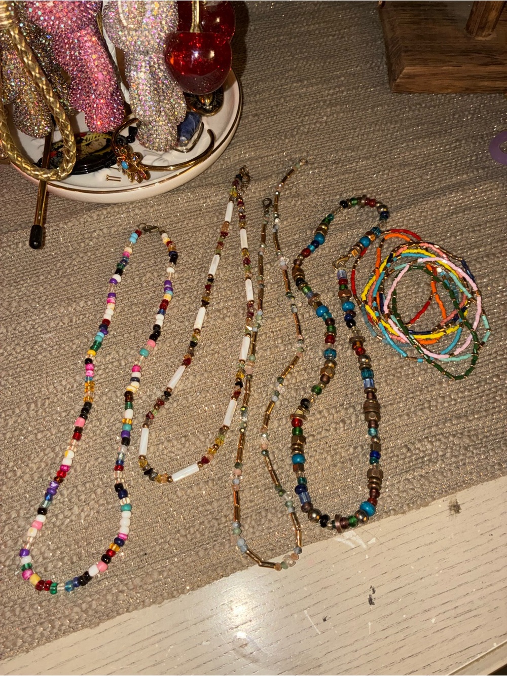 Lot Handmade Multicolor Beaded Necklace and Bracelet Set